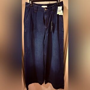 HABITUAL Pleated High Waist Wide Leg Denim Pants